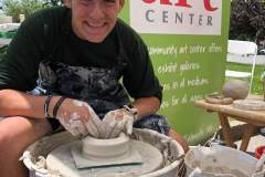 Falmouth Art Center demonstration of pottery wheel