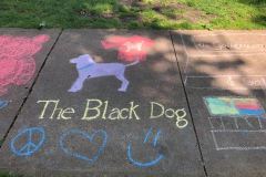 Sidewalk Chalk Art: Black Dog