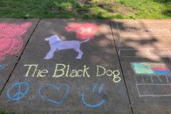 Sidewalk Chalk Art: Black Dog