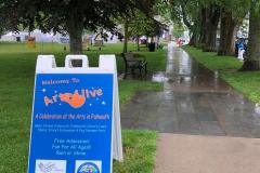 Falmouth Library Lawn with Arts Alive sign